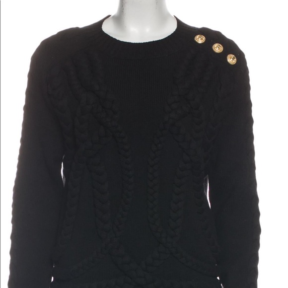 Balmain Tops | Balmain Black Wool Sweater Gold Buttons Authentic | Color: Black | Size: 6 | Mcmitri's Closet